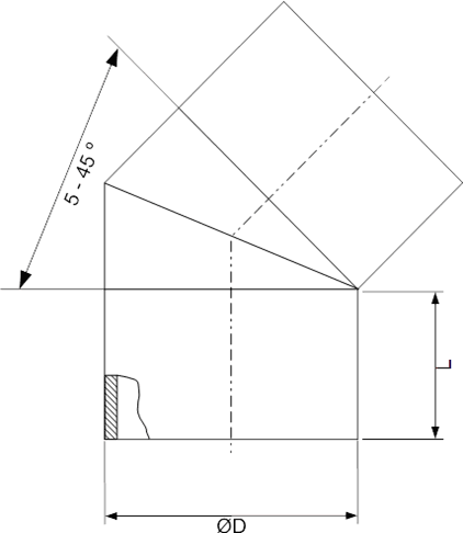 Отвод сварной 5-45° ПЭ-100 SDR 13,6 ⌀63 длина 80 мм